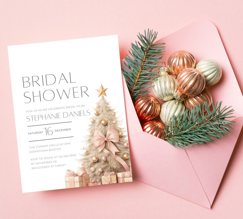 Christmas Bridal Shower Invitation, Instant Download, Winter Shower ...