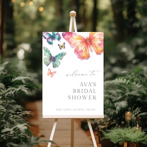 Butterfly Bridal Shower Welcome Sign Template, Lifetime of Butterflies Bridal Sign, Welcome Bridal Spring Editable, Instant Download, LLP66