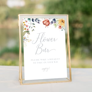 Flower Bar Sign, Make A Bouquet Sign, Bouquet Bar Sign, Wildflower Bouquet Making Sign, Baby In Bloom Shower Sign, Instant Download, LLP62
