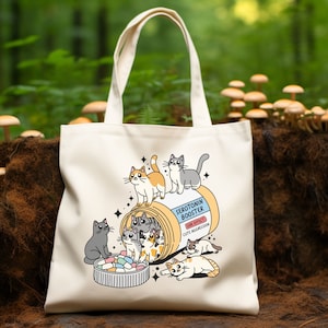 Funny Cat Gifts, Cat Tote Bag, Serotonin Booster Cats Canvas Tote Bag, Funny Gift for Cat Lover, Librarian Gift, Funny Gift for Book Lover