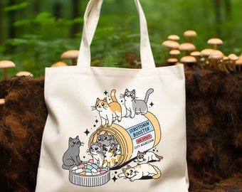 Funny Cat Gifts, Cat Tote Bag, Serotonin Booster Cats Canvas Tote Bag, Funny Gift for Cat Lover, Librarian Gift, Funny Gift for Book Lover
