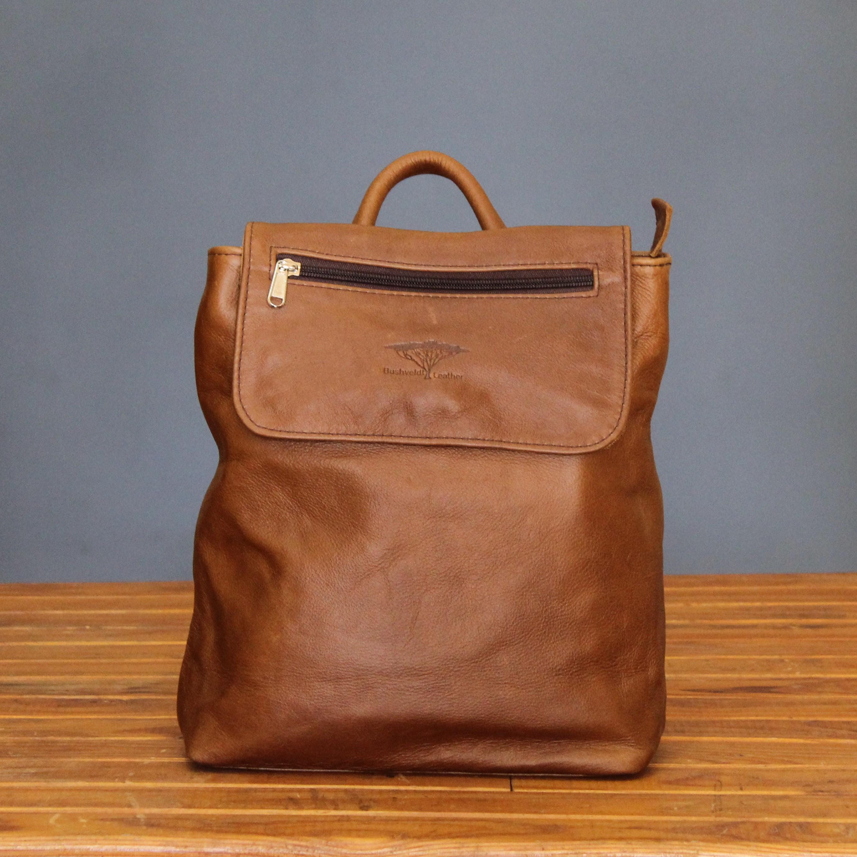 Tan Faux Leather Backpack Purse Convertible Brown Travel Bag Gold Zipper Tan Women main image 3