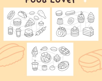 Food Printable Coloring Pages | Desserts, Sweets, Snacks (Digital Download)