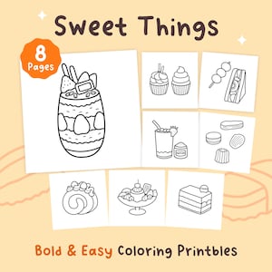 Food Lover Sweet Things Coloring Pages for Relaxation | Bold and Easy for Stress Relief