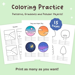 Pagine di esercizi di colorazione: sfumature, texture, scene naturali (download PDF)