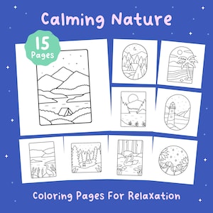 Calming Nature Landscape Coloring Pages for Relaxation and Mindfulness