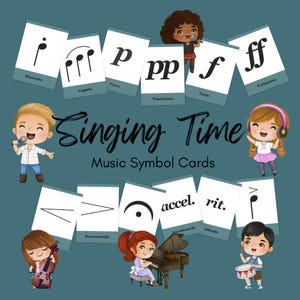 Tarjetas con símbolos musicales para la hora del canto / Descarga digital / Juegos divertidos / Enseñe terminología musical a niños para maestros y padres / Primaria SUD