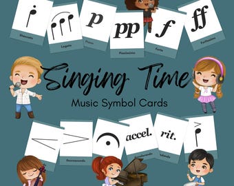 Tarjetas con símbolos musicales para la hora del canto / Descarga digital / Juegos divertidos / Enseñe terminología musical a niños para maestros y padres / Primaria SUD