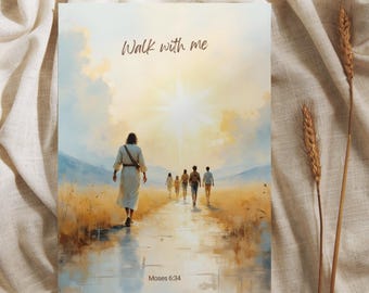 Walk With Me LDS 2026 Youth Theme Printable | 5x7 Wall Art | Moses 6:34 Scripture Print | Young Women Young Men Christian Home Decor
