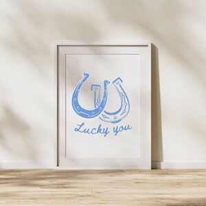 Lucky You Horseshoe Print Retro Cowboy Poster Wild West Home Decor Coastal Cowgirl Wall Art Vintage Western Art Digital Download 1 Print