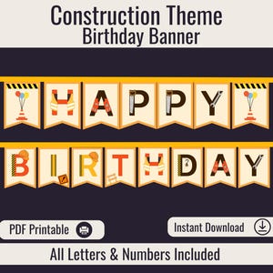 Construction Birthday Party Banner| Personalize Your Message |Printable Construction Party Banner | CBD01