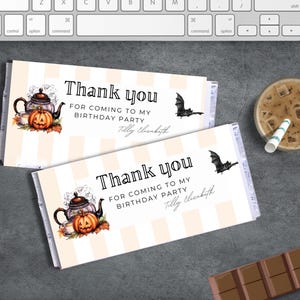 Halloween Tea Party Favor | Instant Download | Chocolate Wrapper | Editable Candy Bar Wrapper | Trick Or Treat | HT01