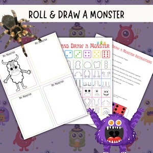 Halloween Monster Roll and Draw Game: Kids Party Printable (PDF Download)