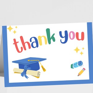 Cartões de agradecimento para formatura da pré-escola | Cartões de agradecimento para professores | Cartões de agradecimento para crianças em PDF | Download digital instantâneo