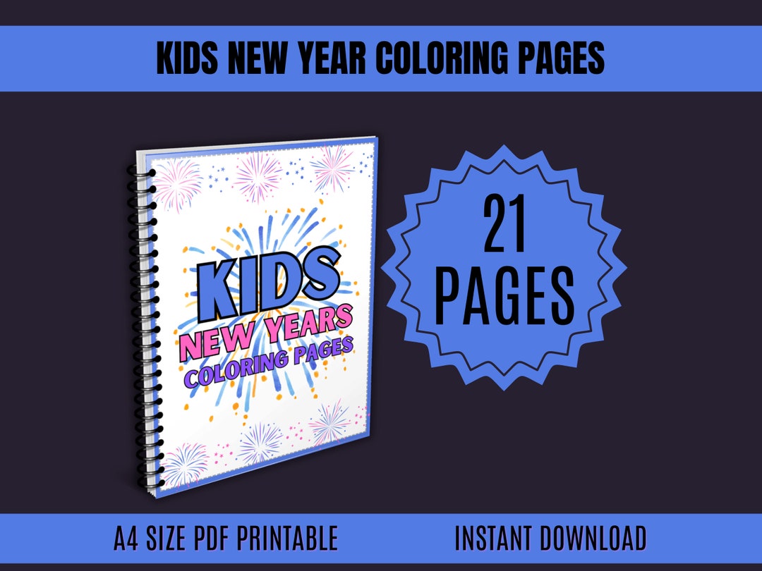 Kids New Year's Eve Coloring Pages: Festive Activity Sheets (digital