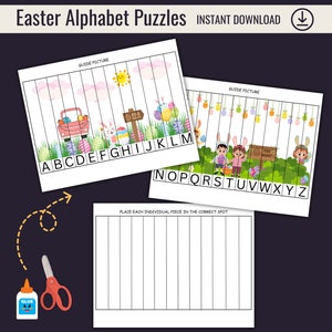 Afdrukbare alfabetpuzzel Pasen | Leer het alfabet leuk | Knutselen en puzzelen voor kinderen voor Pasen