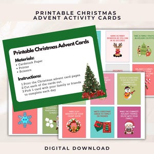 Druckbare Weihnachtsaktivitätskarten für Kinder - Lustiges Urlaubsspiel für Familie und Freunde, Engagieren von Winteraktivitäten und festlichem Spaß