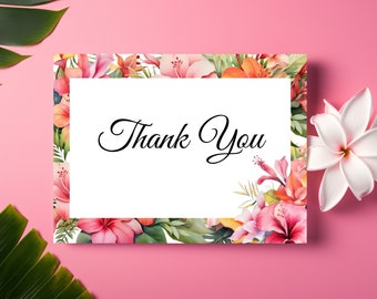 Canva Editable Thank You Card | Bright Floral Note Card | T01