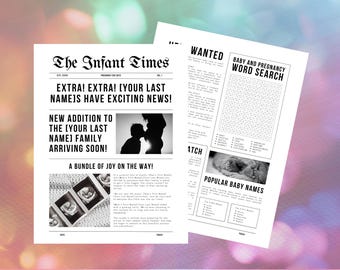 Fill in the Blank Minimalist Pregnancy Announcement & Baby Word Search Template