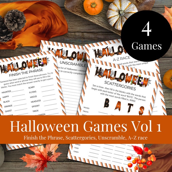 Halloween Games  For Adults Vol 1 |  Fun Halloween Party Games Printable | Halloween Family Game | Halloween Activity