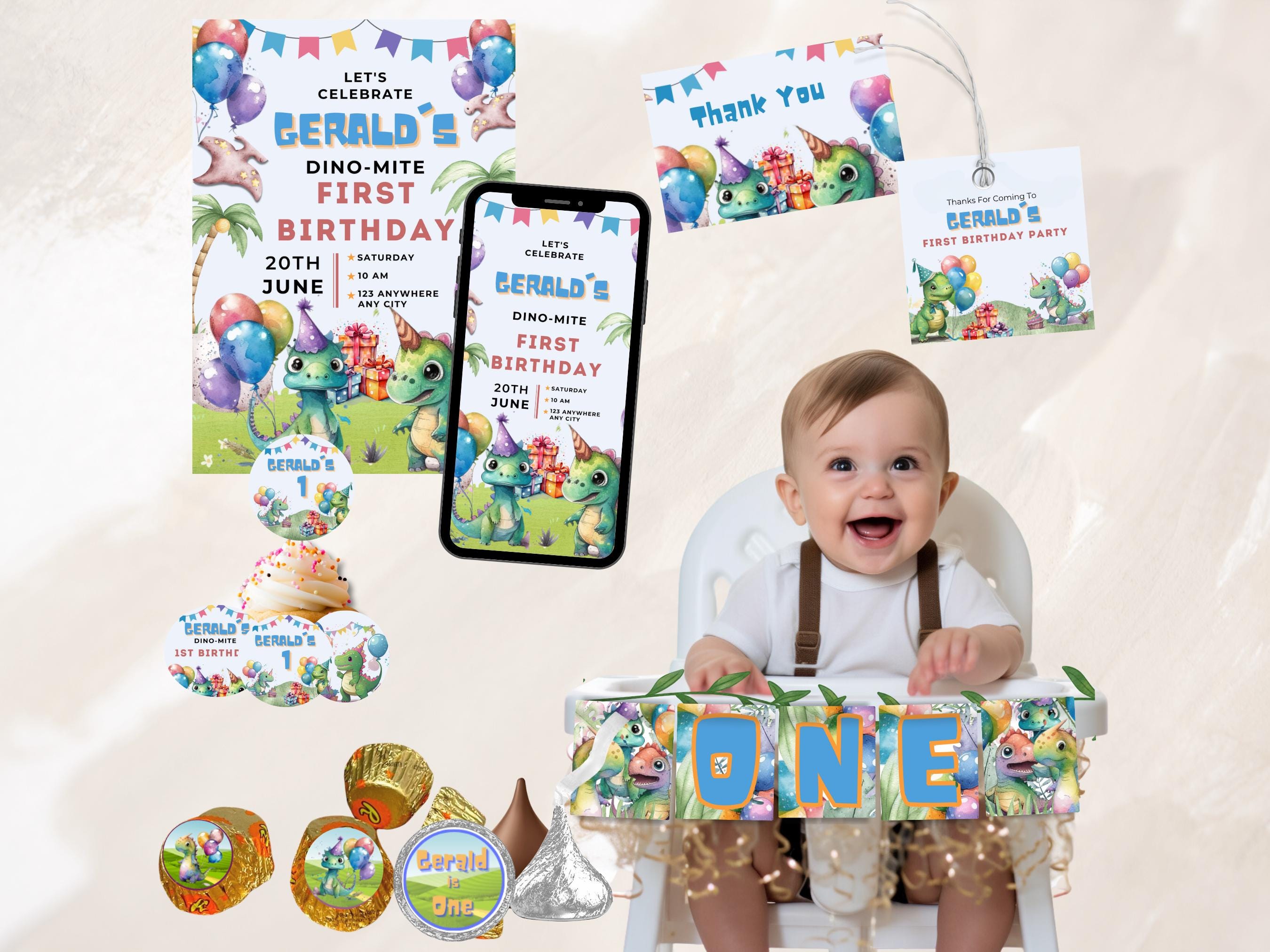 Dinosaur 1st Birthday Essentials Bundle | Party Supplies for a Fun  display picture 1