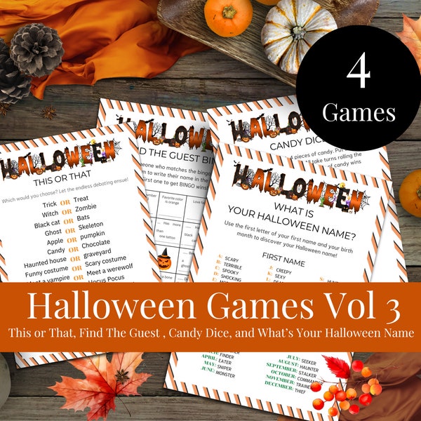 Halloween Games  For Adults Vol 3 |  Fun Halloween Party Games Printable | Halloween Family Game | Halloween Activity