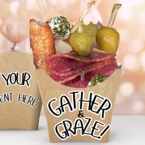 Gobelets en papier pour apéritif à faire soi-même - Modifiables sur Canva, parfaits pour les charcuteries et les collations individuelles, aspect papier kraft