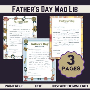 Father&#39;s Day Mad Lib Game: Fun Family Activity (Digital Download)