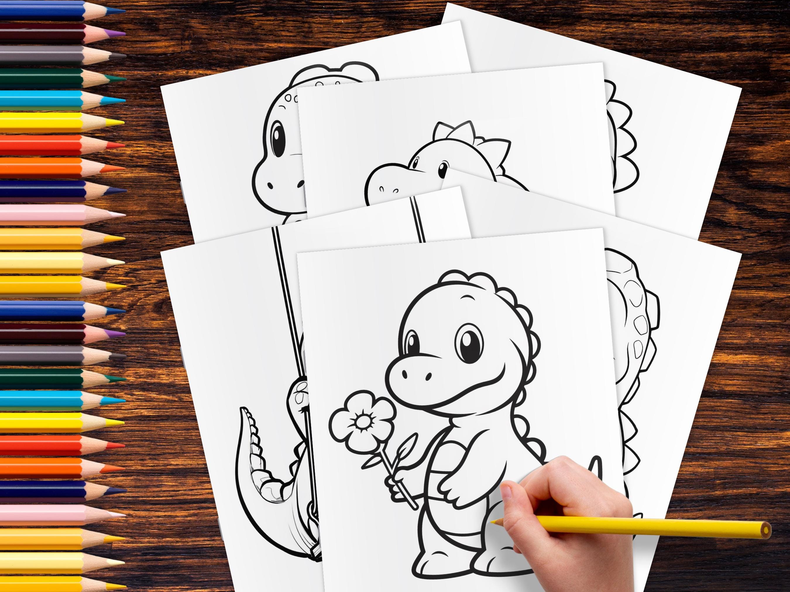 Kid Outline.pdf Kids Dinosaur Coloring Pages for Toddlers #2, Printable Pack, 6 Designs ...