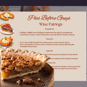 Szablon menu do parowania win z Pies Before Guys Pie Swap | 8x10" | Polecane wina do ciast na Święto Dziękczynienia, PB4G01