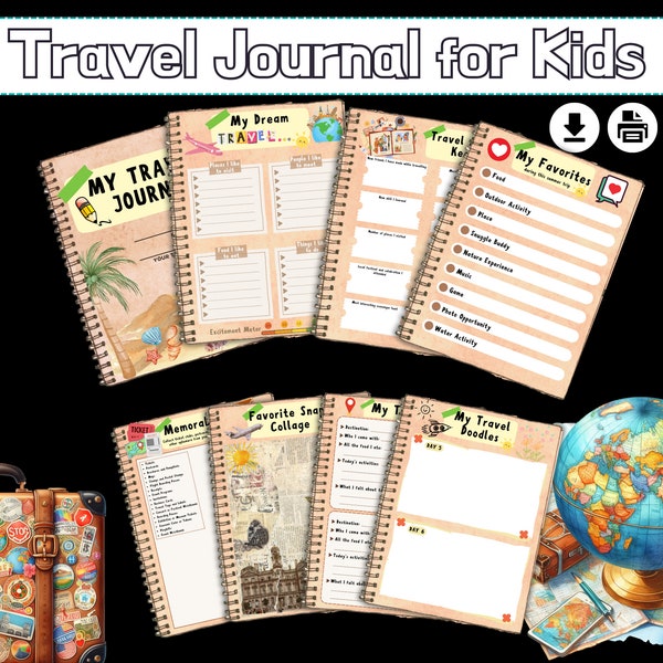 Kids Summer Travel Journal | Summer Activities | Travel Scrapbook |  Instant Download |