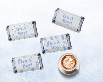 It's A Boy Hershey's Minis Wrappers: bedankjes voor babyshower (digitale download)