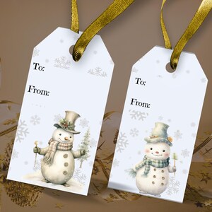 Snowmen Gift Tags | Holiday Gift labels Printable | Christmas Present Tags | Instant Download | Snowman Label For Kids | Set Of 16