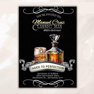 Whiskey 50th Birthday Invitation: Aged to Perfection (Digital) AW01