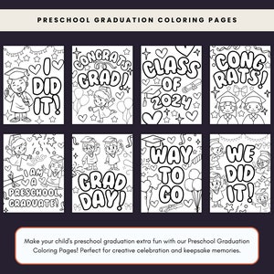 Preschool Graduation Coloring Pages | Fun Graduation Sheets for Class of 202X | Printable PDF Set