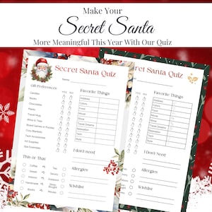 Fragebogen zum Weihnachtsgeschenk-Austausch, Weihnachtswunschliste & Quiz