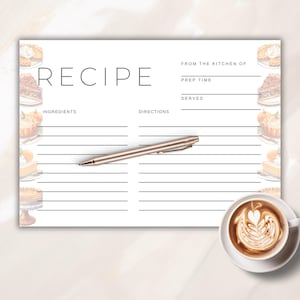 Cartão de receita de tortas antes da troca de tortas dos caras - Troca de receitas de Ação de Graças, Noite das meninas na diversão, Cartões de culinária para impressão e personalização, PB4G01