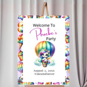 Unicorn Welcome Sign | Magical, Rainbow Welcome Sign | Unicorn Girl Birthday | Rainbow Birthday | Three Sizes | UN01