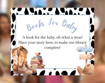 Livros de chá de bebê estilo cowboy para inserção de bebê: tema faroeste (download digital) CBBS01