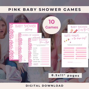 Pink Baby Shower Games Bundle: 10 Fun Activities (Digital Download)