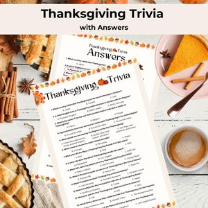 Thanksgiving Trivia | Fun Printable Game for Family and Friends | Instant Download Quiz for Trivia Night & Parties