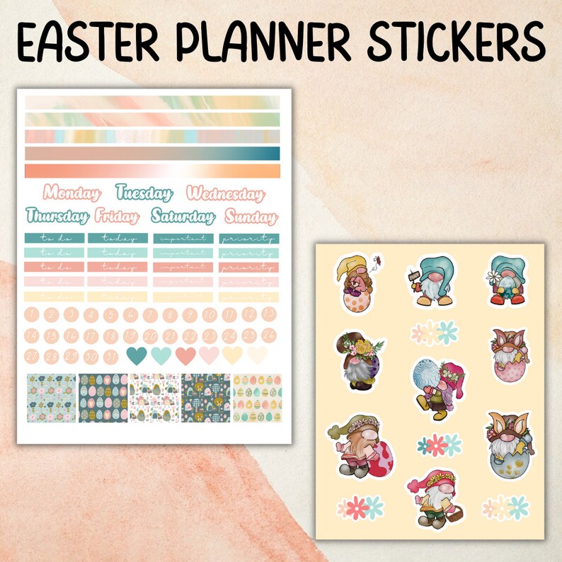 Printable Planner Bundle With Gnome Planner Stickers & Coloring Pages