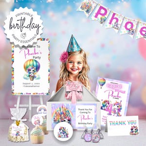 Unicorn 4th Birthday Party Bundle: Decorations & Favors (Digital Download) UN01