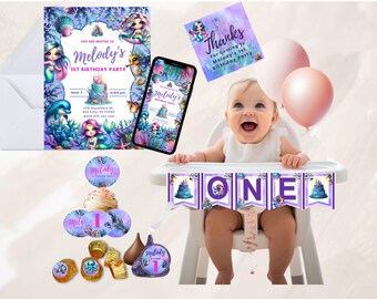 Mermaid 1st Birthday Party Essentials Bundle | Must-Have Decorations & Supplies for a Magical Celebration LM01