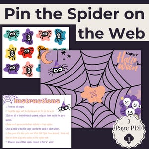 Die Spinne Im Netz Anheften | Geburtstags-Party-Spiel | Halloween-Spiele für Kinder | Halloween Spiel Printable |