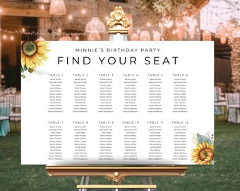Sunflower Baby Shower Chart Template: Eleganter Tischplan (Digitale Datei) SF01