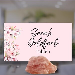 Plantilla de tarjeta de lugar con diseño de flores de cerezo, editable e imprimible, papelería floral, descarga instantánea CB01