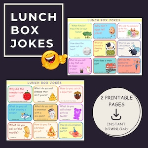 Lunch Box Notes | Printable Kids Lunchbox Jokes | Back To School Notes | Lunch Box Cards | Kids Riddles | Lunchbox Cards | BTS