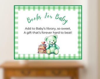 Grüne Vichy-Bücher für Babyschild: Babyparty Dekor (Digitaler Download) BSGG01