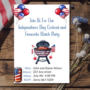Patriotic Birthday Invitation | 4th Of July Birthday Invite |  USA Party | American Flag | Fourth Of July |  F01